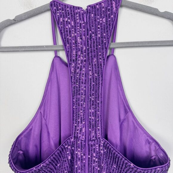 TOCCIN X RTR | Purple Sequin Asymmetrical Dress Women’s Size 8 - Picture 13 of 14